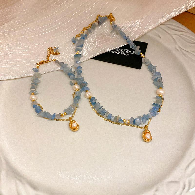 Aquamarine bracelet &necklace