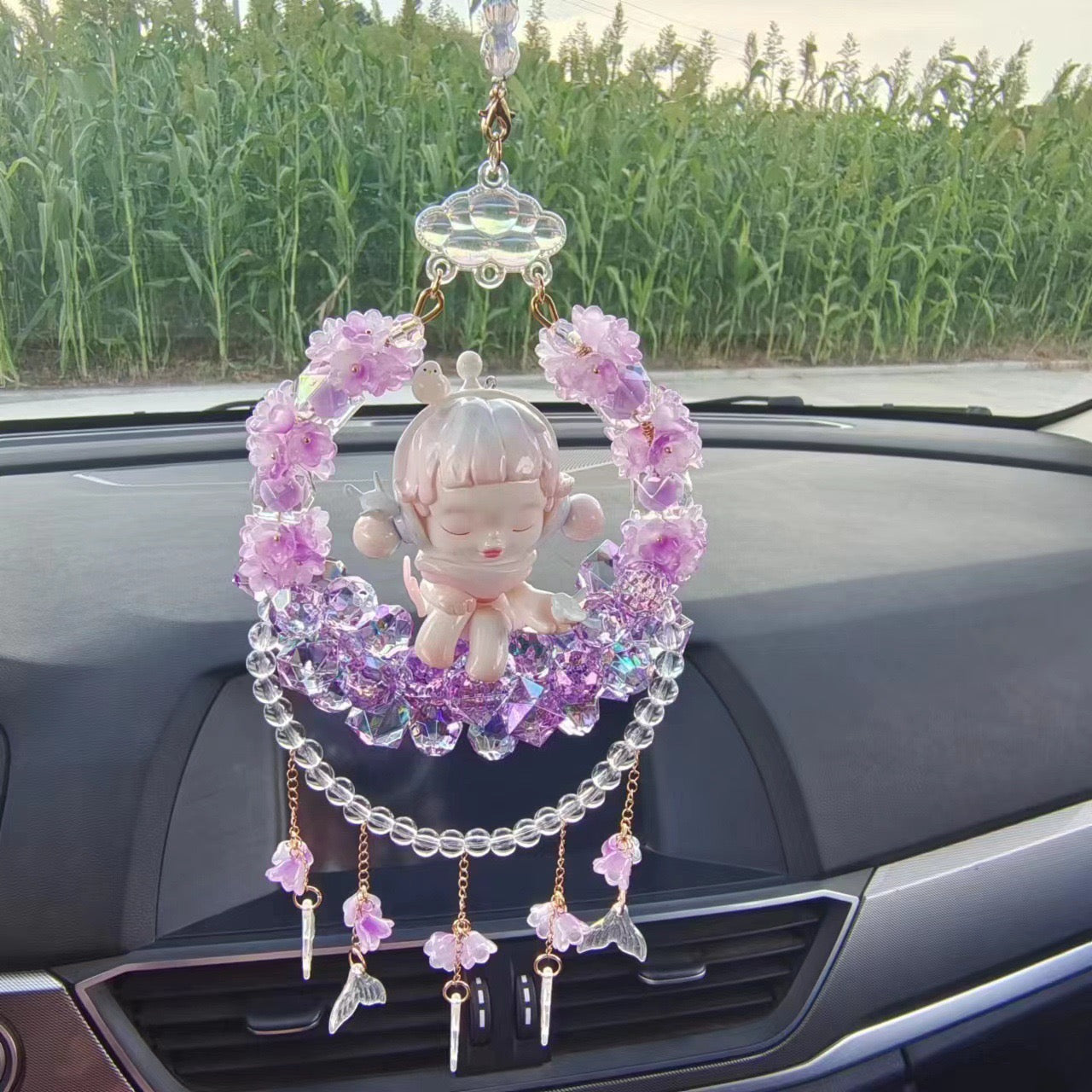 Crystal doll car pendant