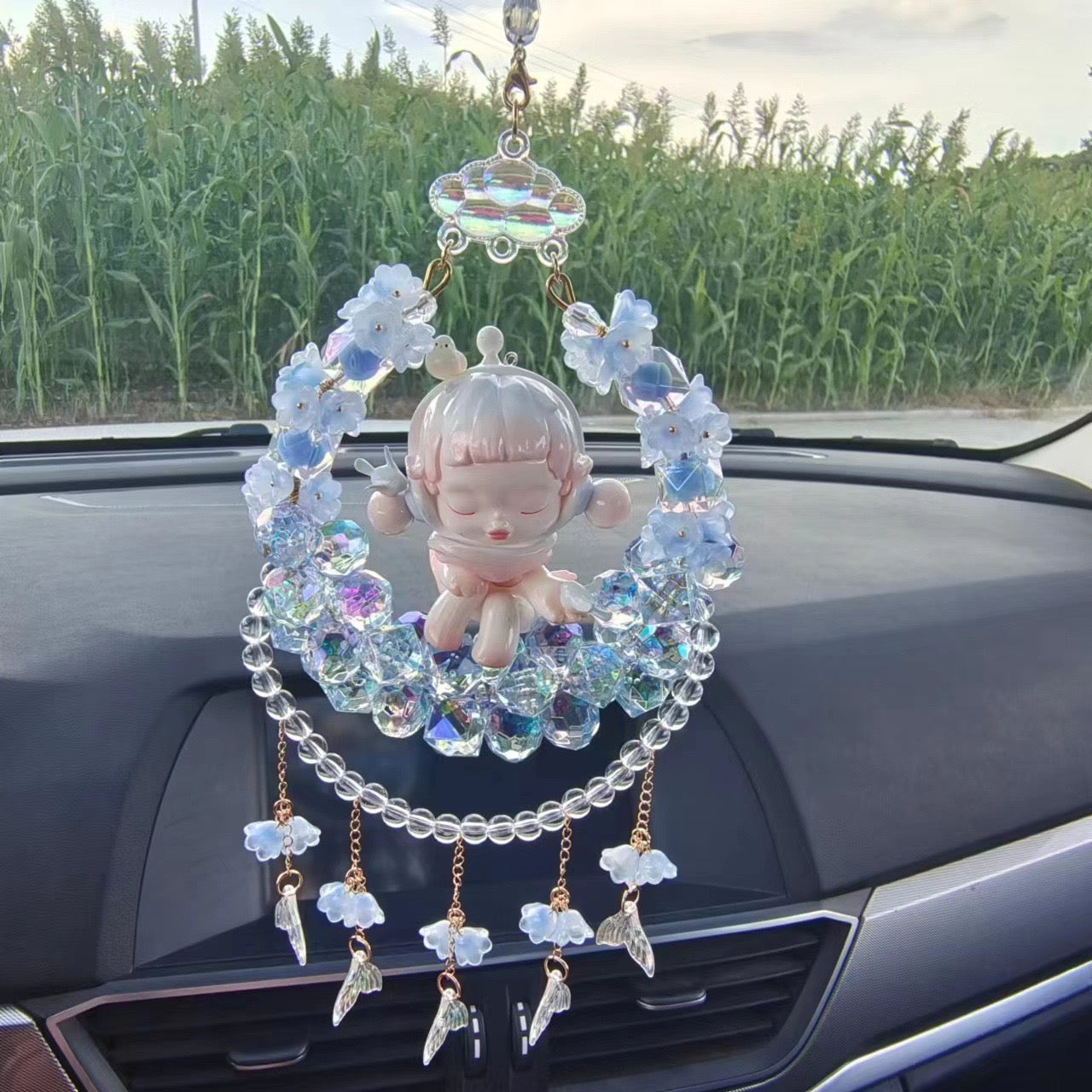 Crystal doll car pendant